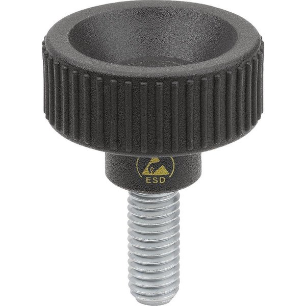 Kipp Thumb Screw, M6 Thread Size, Plain Polyamide Thermoplastic, Steel, 17 mm Head Ht, 10 mm Lg K1473.11250624X10